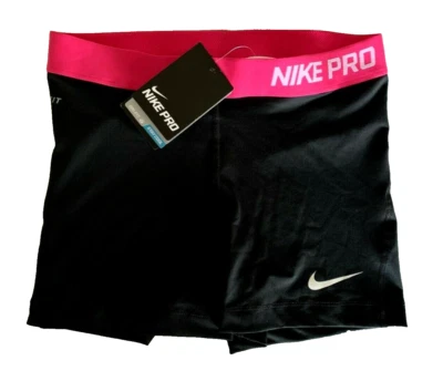 NEW! NIKE PRO [M] Women's 3'' Compression Yoga/Gym Shorts-Black/Pink 696358-018 - Image 1 of 3