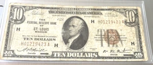 1929 $10 First National Bank In St. Louis, Missouri National Currency - Picture 1 of 6
