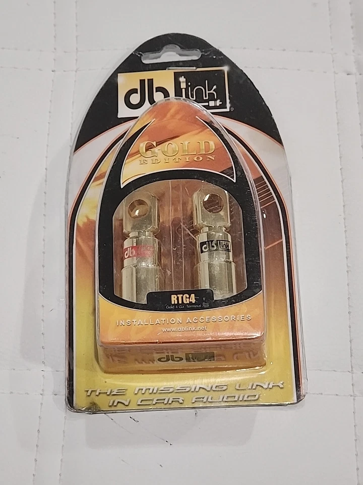 db Link Gold Edition RTG4 + & - 4 Ga. Ring Terminals w/Outer Protector Sleeves - Image 1 of 4