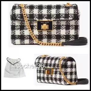KATE SPADE EVELYN GINGHAM TWEED SMALL SHOULDER / XBODY BAG KF942 W/DUSTBAG NWT - Picture 1 of 9