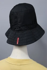 PRADA Vintage Italy Red Tab Black Nylon Bucket Hat Womens Size S-L - Picture 1 of 24