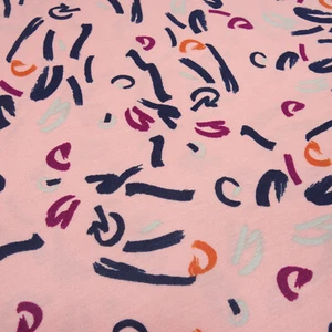 Stoff Modal Jersey abstrakt grafisches Design rosa blau fuchsia Kleiderstoff - Bild 1 von 4