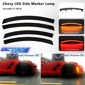 Smoked Front & Rear LED Side Marker Light Lens Set For 2014-2019 C7 Corvette - Picture 1 of 11