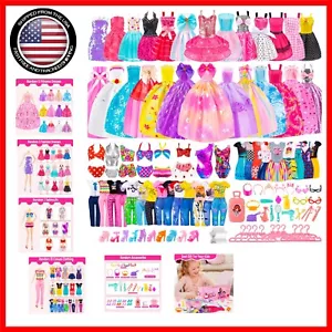 Imaginative Play Delight: 110-Piece Doll Clothes & Accessories for Little Girls - Picture 1 of 9