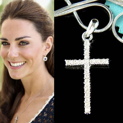 CROSS made with Swarovski Crystal God Lord Jesus Christ Charm Religious Necklace - Image 1 of 3