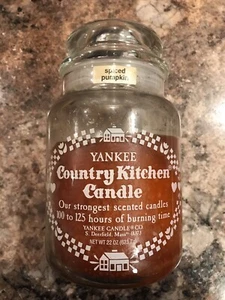 SPICED PUMPKIN YANKEE CANDLE COMPANY LARGE JAR WHITE PRINT COUNTRY KITCHEN LABEL - Picture 1 of 3