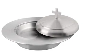 1 Stackable Communion Bread Plate Set  | Stainless Steel – Matte (Satin) Finish - Picture 1 of 6