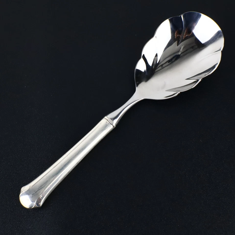 Chippendale Towle Sterling Rice Spoon Stainless Bowl Scalloped 9-7/8" - Image 1 of 4