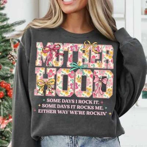 Floral Motherhood T-Shirt, Mama Checkered,Mothers Day,Preppy Mama,Funny Mom Life - Picture 1 of 8