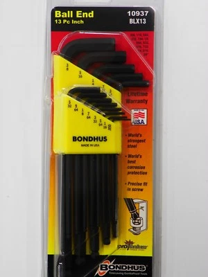 BONDHUS, #10937,  13pc BALL END L WRENCH,  BLX13    A655 - Image 1 of 3
