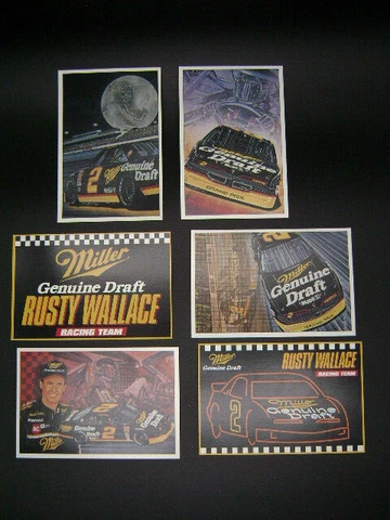 Rusty Wallace  Postcard Lot NASCAR 6 Card Set 1993 Miller Racing Team #2 NEW Cover