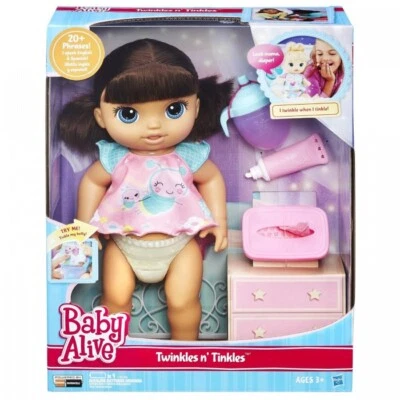 Baby Alive Twinkles N' Tinkles (Brunette) Doll Interactive Speaks English & S... - Image 1 of 4