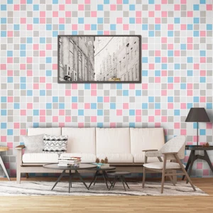 DIY Pvc Peel & Stick wallpaper Roll Waterproof 1.48??a16.4ft,Red Mosaics US - Picture 1 of 6