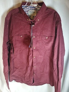 Heritage Report Collection Flannel Shirt Mens XL Slim Fit Solid Maroon/Burgundy - Picture 1 of 3
