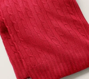 RALPH LAUREN CASHMERE CABLE THROW BLANKET  60”x 60” RED NWT $595 - Picture 1 of 7
