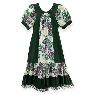 Vintage Lucky You Hawaiian Dress Womens Small Midi Muumuu Floral Ruffle Aloha - Image 1 of 4