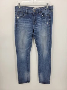 Pantalones de mezclilla elásticos rectos para mujer J Crew 28 oscuros descoloridos lavados todos los días - Imagen 1 de 11