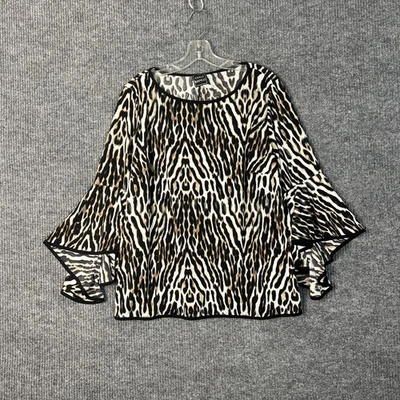 Coco Bianco Womens Animal Print Bell Sleeve Blouse Size 2X Classic Boho Office - Image 1 of 4