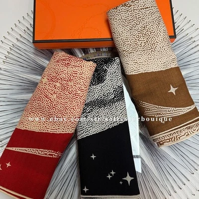 2025 Sallys 70% Cashmere & 30% Silk Wrap Scarf Earth Print Double Face Shawl 53" - Image 1 of 4