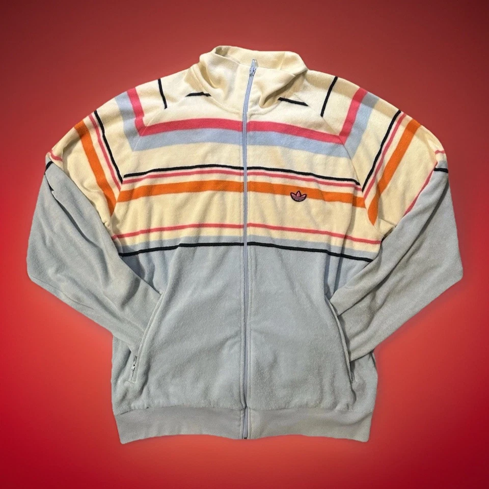VTG Y2K Men’s adidas Original’s Terry Cloth Track Jacket Size XL COMFORTABLE - Image 1 of 4