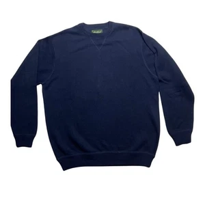 Eddie Bauer Mens Tall XL Navy Blue Cotton Crew Neck Sweater Authentic Outdoor - Picture 1 of 13