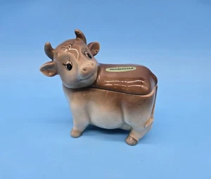 Zuccheriera ceramica con coperchio 4" mucca marrone Otagiri vintage 1981 - Foto 1 di 5