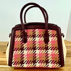 Bolso de Mano Kate Spade Tejido a Cuadros Cuero Recortado Cartera Diseñador - Imagen 1 de 11