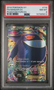 PSA 8 Pokemon 2014 XY Phantom Forces Gengar EX Full Art 114/119 NM-MT Very Clean - Picture 1 of 2