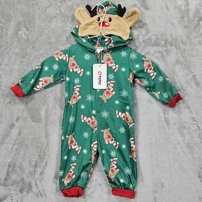 PatPat Pijama Reno Una Pieza Bebé 3-6 Meses Verde Navidad Capucha Cremallera Foto 1 de 4