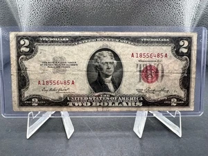 1953A USA $2 DOLLAR  BLUE SEAL - SN # A18556485 - Picture 1 of 7