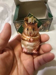(F) 2021 Alte Welt Weihnachten mundgeblasen Glas Hamster Ornament - Bild 1 von 9