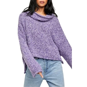 Free People BFF Wasserfallausschnitt Pullover Traube Hyazinthe Gr. S Slouchy OB1032730 - Bild 1 von 7
