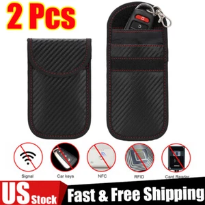 2Pcs Car Key Signal Blocker Case Faraday Pouch Bag RFID Signal Blocking Case US - Picture 1 of 13