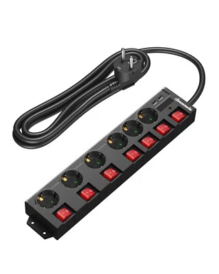 DEWENWILS Steckdosenleiste Einzeln Schaltbar,Steckerleiste mit 2 USB Anschlüssen