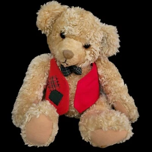 1995 Hallmark Tyler Peluche Navidad Oso de Peluche Rojo Vacaciones Chaleco Corbata Verde  - Imagen 1 de 6