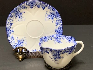 Vintage SHELLEY ZIERLICHE BLAUE TASSE & UNTERTASSE English Bone China 051/28 blauer Rand #2 - Bild 1 von 12