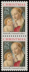 US 2399 Christmas Madonna & Child 25c vert pair MNH 1988 - Picture 1 of 1