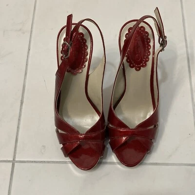 Aldo - De colección charol rojo peep toe, cabestrillo trasero Y2K 2000s talla 6B EE. UU. 37 EUR Foto 1 de 4