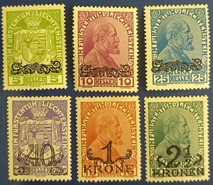 Liechtenstein 1920 stamps Overprint Scott# LI 11-16 Complete set MLH Lot 178 - Picture 1 of 2