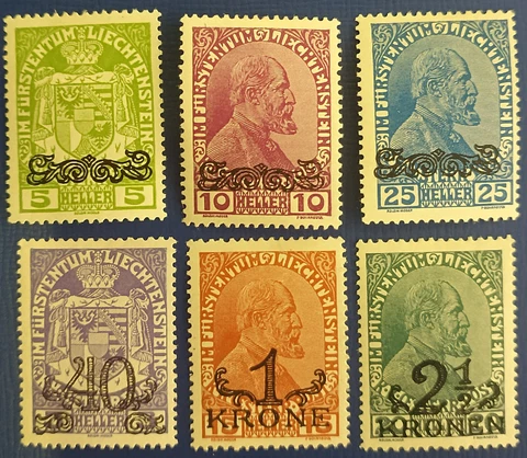 Liechtenstein 1920 stamps Overprint Scott# LI 11-16 Complete set MLH Lot 178 Cover