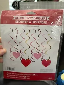 Valentine Hearts Gold Hanging Deluxe Dangler Valentines Day Hanging Decorations - Picture 1 of 2