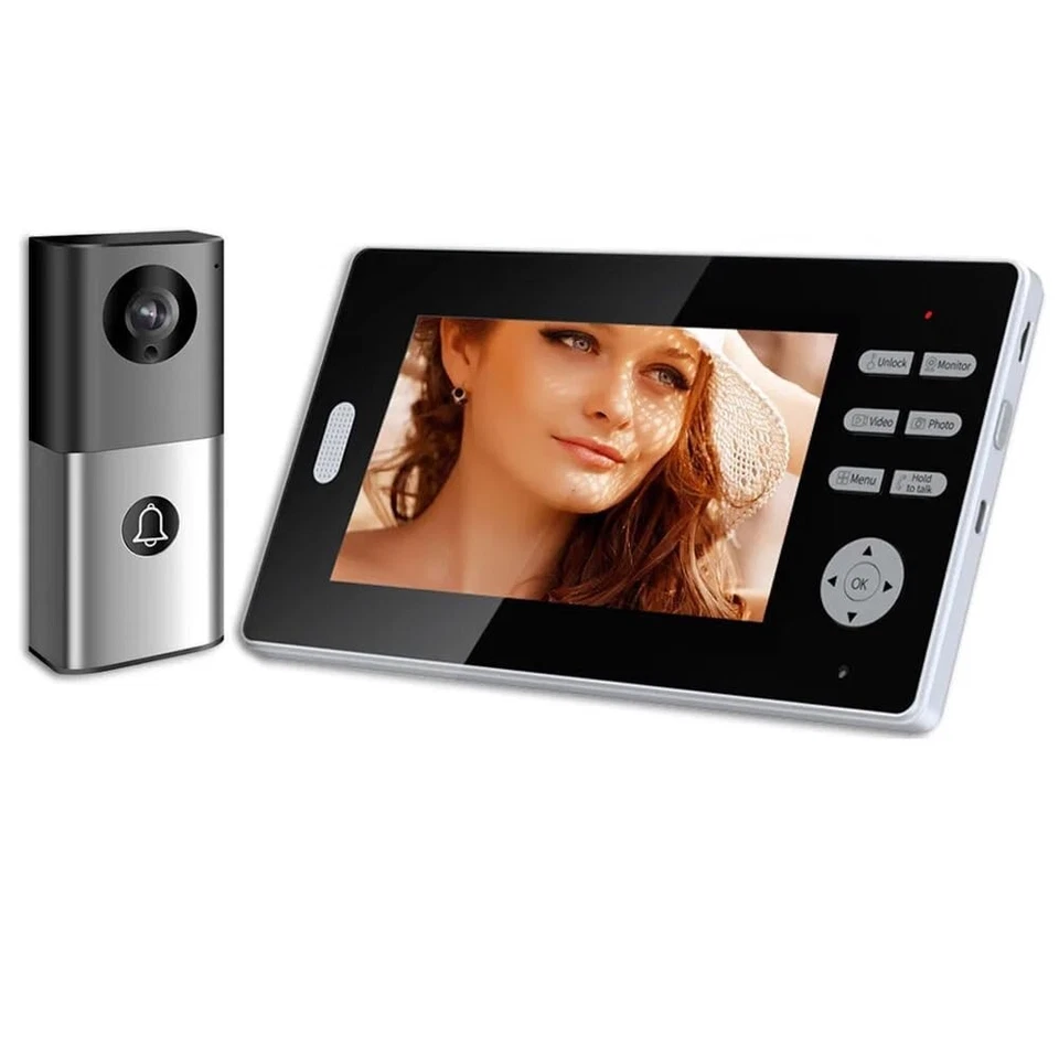 Kit de videointercomunicador inalámbrico HD 1080P de 7 pulgadas 2,4 GHz de teléfono de puerta larga Dista Foto 1 de 4