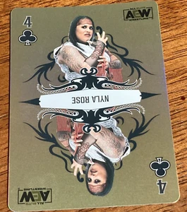 RARE Nyla Rose 4 CLUBS 2023 AEW DOUBLE or NOTHING PLAYING CARD GOLD FOIL - Picture 1 of 3