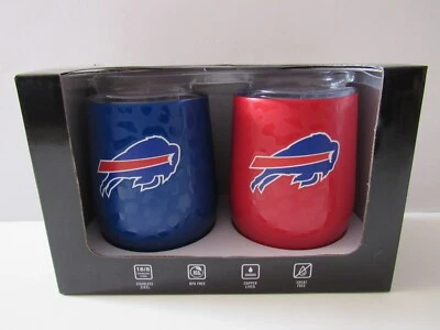 Nuevo Buffalo Bills 2 vasos de acero inoxidable sin tallo tazas de vino leopardo Foto 1 de 3