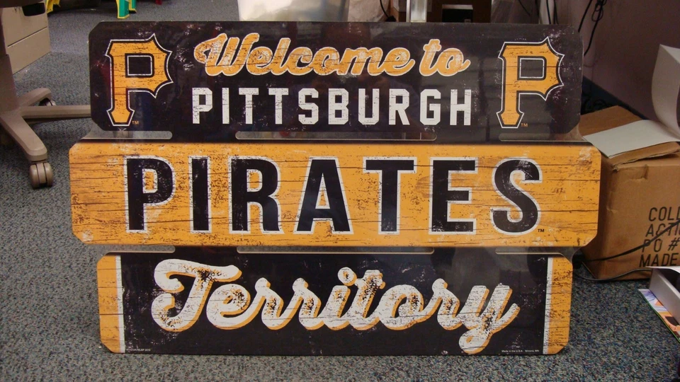 PITTSBURGH PIRATES WELCOME TO PIRATES TERRITORY WOOD SIGN 19"X30'' NEW WINCRAFT - Image 1 of 1