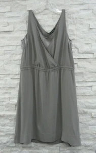 Eileen Fisher Smoke Gray Silk Georgette Crepe Satin Layered Sheath Tank Dress L - Picture 1 of 7