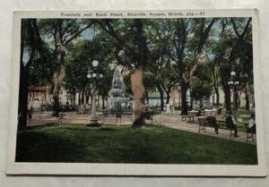 Fountain & Band Stand, Bienville Square, Mobile, AL. Postcard (Y2) - Picture 1 of 2