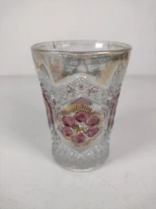 EAPG Indiana Glass Rayed Flower AKA Splendor #161 Drinking Glass Ruby and Gold D - Picture 1 of 17