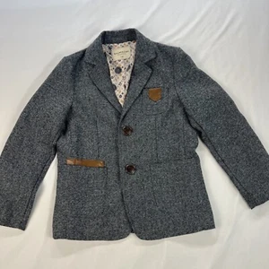 KAIMAILEI Boys 130 Blazer Sport Coat Gray Herringbone Pattern - Picture 1 of 16