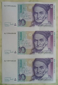 Original Banknoten 3 x 10 DM Deutsche Mark 01.Oktober 1993 Banknotenblock TOP - Bild 1 von 14